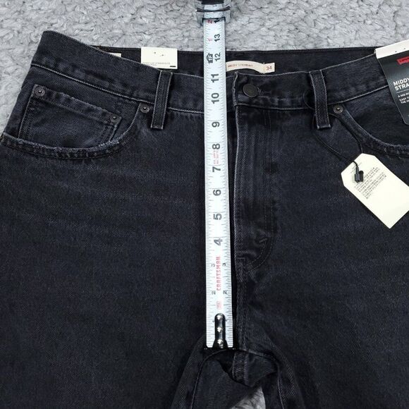 Levi's Premium Middy Straight Mid Rise Jeans Black Nonstretch Size 34 x 31 - Picture 8 of 10